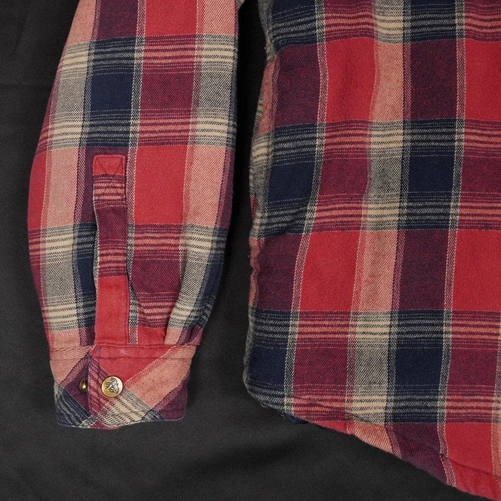 Legendary Whitetails Outfitters Mens M Flannel Hoodie Jacket Snap Red Plaid